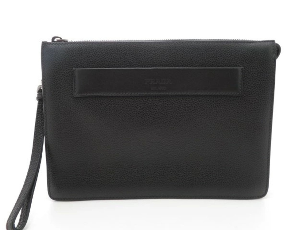 Prada Shoulder Bag Calfskin Black